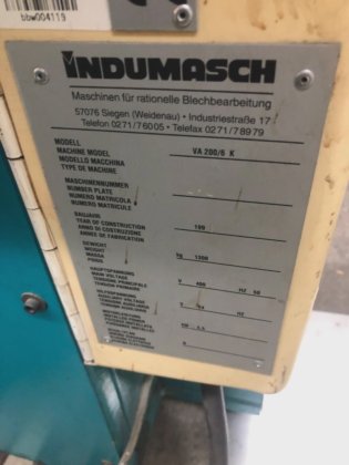 Hydraulische kerfmachine INDUMASCH VA 200/6