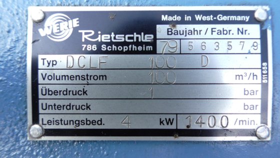 1979 Rietschle DCLF 100 D