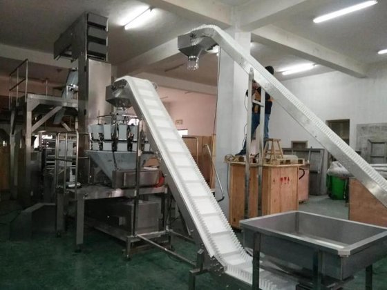 用于食品的 304 不锈钢输送机 PU 斜皮带蔬菜水果提升机