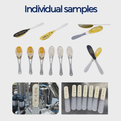 新型全自动转台式塑料蜂蜜勺液体灌装封口机 小型液体蜂蜜勺包装机