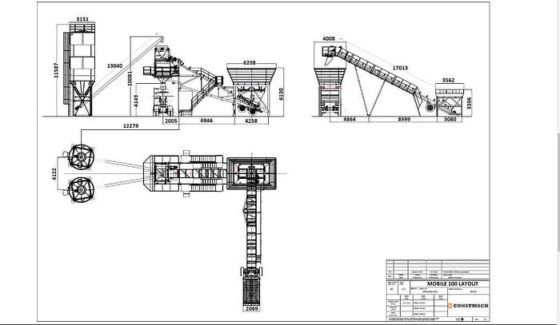 移动式 100 干湿混凝土搅拌站