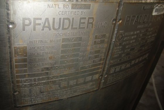 100 gallon Pfaudler Glass-lined Reactor