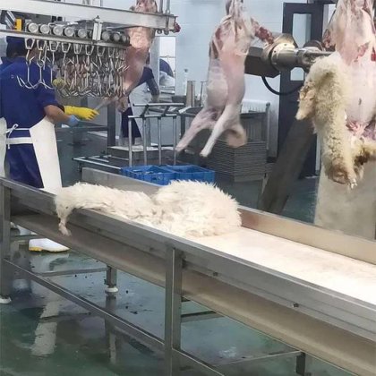 清真工厂价斜坡式气动绵羊/山羊拉皮机 山羊屠宰场的山羊屠宰设备