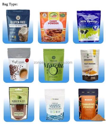 用于食品的全自动预制袋包装 doypack 粉剂袋灌装和封口机