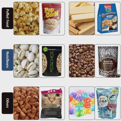 站立式拉链袋包装，干湿宠物狗猫动物食品重量包装机