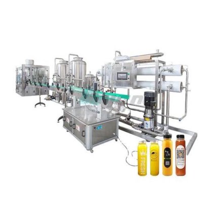 全自动三合一果汁清洗灌装旋盖包装机