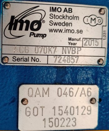2015 IMO PUMP ACG 070K7