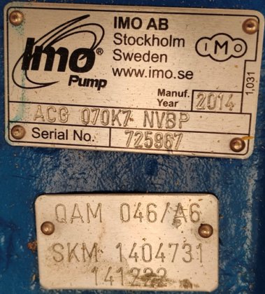 2015 IMO PUMP ACG 070K7
