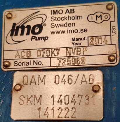 2015 IMO PUMP ACG 070K7