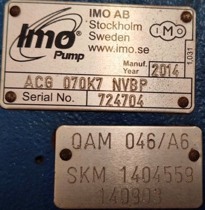 2015 IMO PUMP ACG 070K7