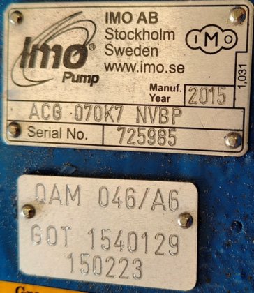 2015 IMO PUMP ACG 070K7