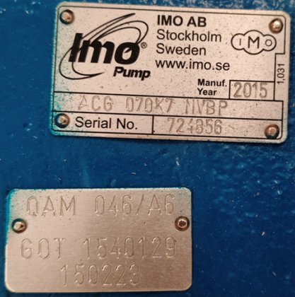 2015 IMO PUMP ACG 070K7