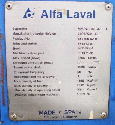 1998 阿法拉伐 MMPX 404