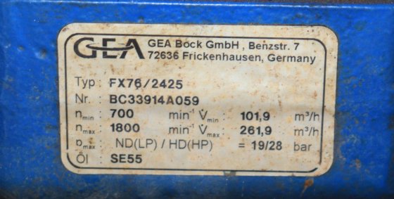 GEA BOCK GMBH COMPRESSOR FX76/2425