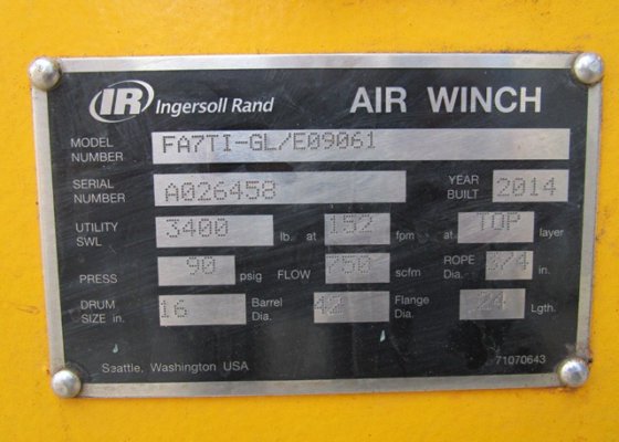 2014 INGERSOLL RAND EXISTE winch
