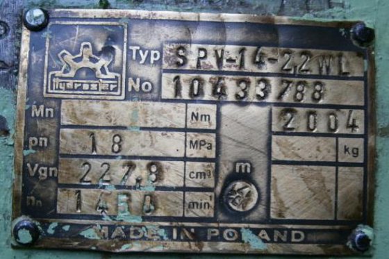 2004 Hydrostar 液压泵 SPV-14-22 WL