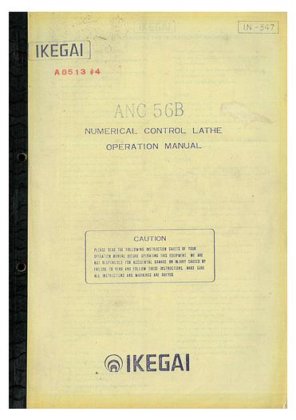 Manual for Used Ikegai Numerical