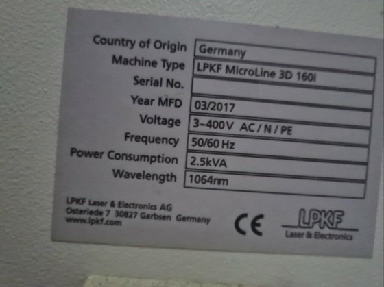 2017 LPKF Microline 3D 160i