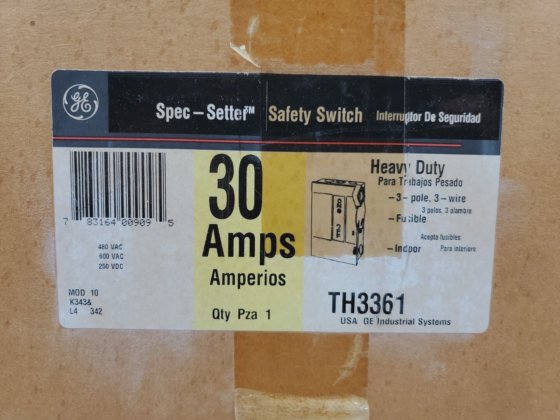 GE TH3361 Spec-Setter Safety Switch, 30AMP, 600VOLT, 3P. 4E-27 in ...