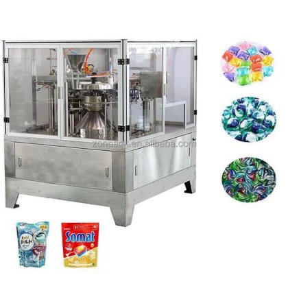 用于洗衣粉包的自动预制袋拉链袋旋转自立式 Doypack 机器