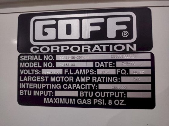 1993 Goff 2.5 BB