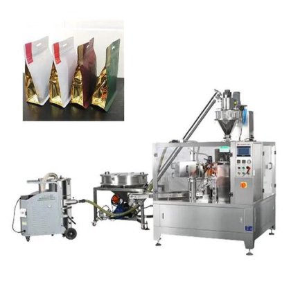 セリウムの自動前もって作られた袋の包装ラインは充填機を量る微粒の粉をスパイスで味付けします