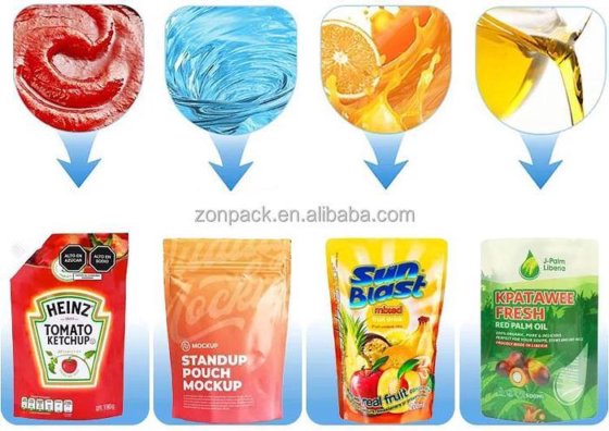 液体ポンプ付き自動回転式doypackペースト液体充填機