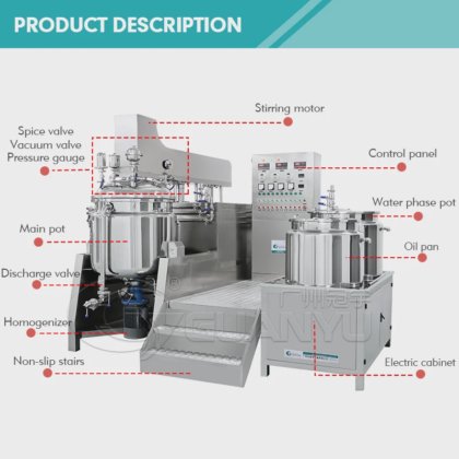 ジャムミキシングタンク 工業用化粧品ホモジナイザー 真空乳化機 ミキサー機 クリーム製造機