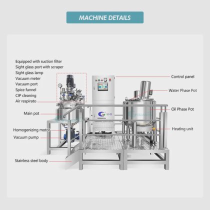 チーズフェイシャルクリーム乳化機化粧品機械生産ライン真空ホモジナイザーミキサー乳化機