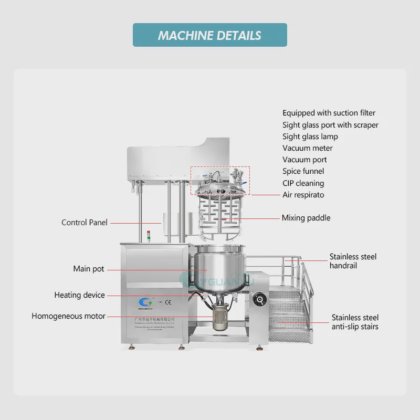 工場製造工場真空乳化ミキサー タンク化粧品製品プロセス均質な混合機を構成します。