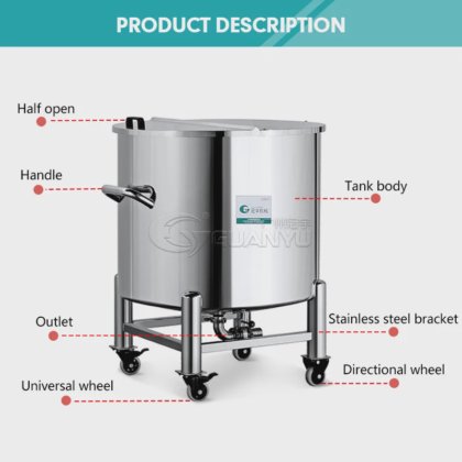 台所のためのステンレス鋼の貯蔵容器 工場価格の衛生食糧液体の貯蔵容器 カスタマイズされたドラムはステンレス鋼の貯蔵タンクをジャケットで覆いました