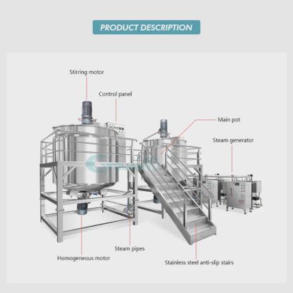 带搅拌器的混合罐 混合罐 化妆品机械肥皂生产线 不锈钢罐