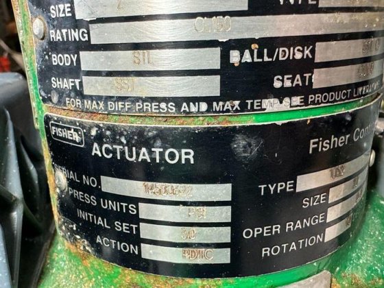 フィッシャーコントロールズ エア空気圧アクチュエータバルブ、タイプ 1052/V100/、サイズ 20