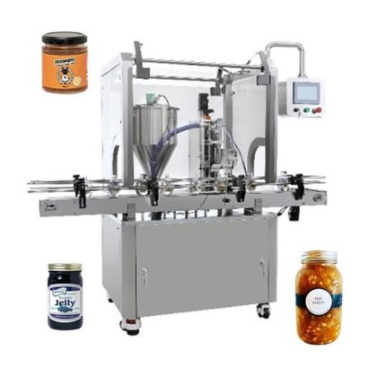用于辣椒、牛肉和浆果果酱的自动玻璃罐灌装机