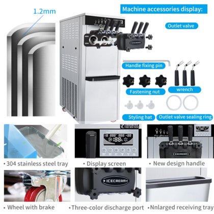 商用自动锥形软奶冰淇淋机 不锈钢 MK-618CB