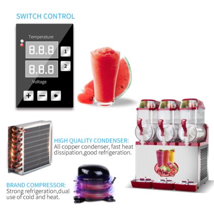 三罐不锈钢冰沙机 MK-SM312-红色