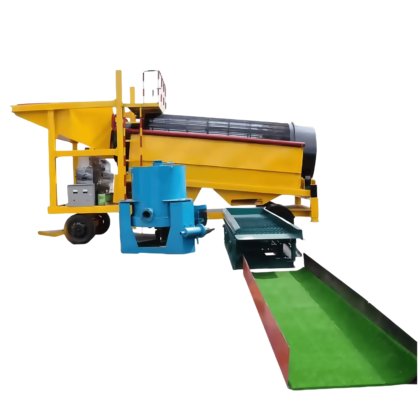 80TPH 移動式金洗浄プラント(トロンメルスクリーン付き)Knelson 金遠心濃縮機および水門シュート