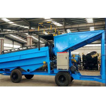 80TPH 移動式金洗浄プラント(トロンメルスクリーン付き)Knelson 金遠心濃縮機および水門シュート