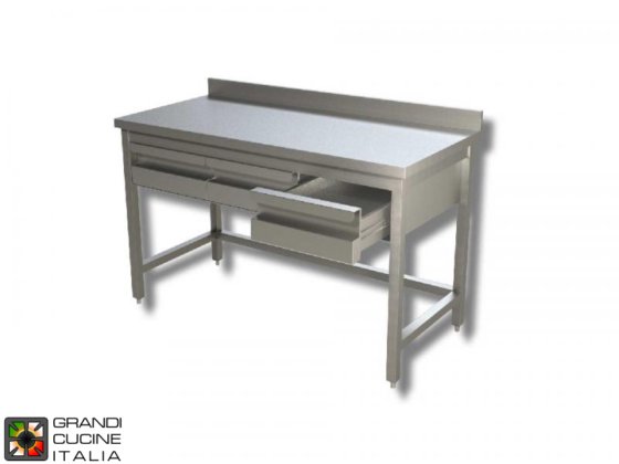 Tavolo Da Lavoro In Acciaio Inox 200x90cm - Portata 100kg, Per Cucine