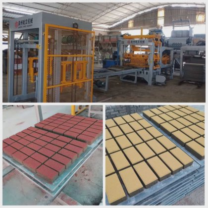 Qt7-15 コンクリート自動ブロック製造機によるレンガブロックと舗装製造