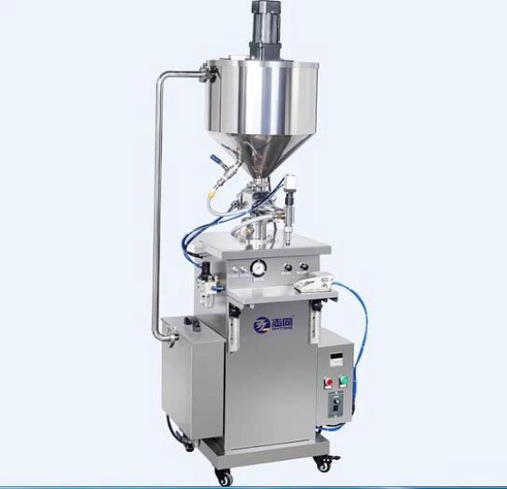 ZT 半自动立式气动灌装机,带加热器和搅拌器,适用于化妆品食品的膏霜/乳液/软膏/液体灌装