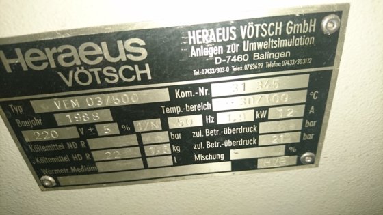 1988 HERAEUS VÖTSCH VEM 03/500