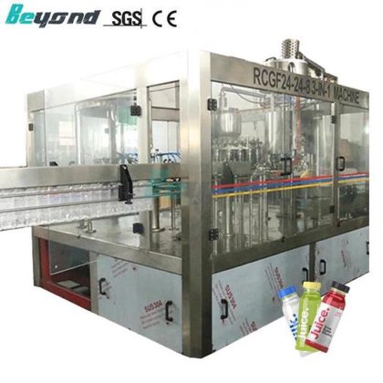 热销全自动三合一水果奶茶果汁清洗灌装旋盖包装机