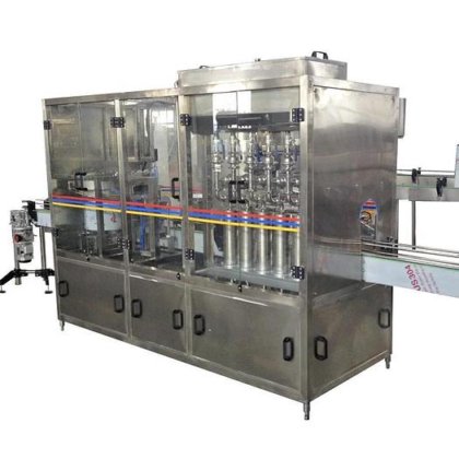 用于食用油灌装机的高品质旋转式辣椒油瓶灌装旋盖贴标机