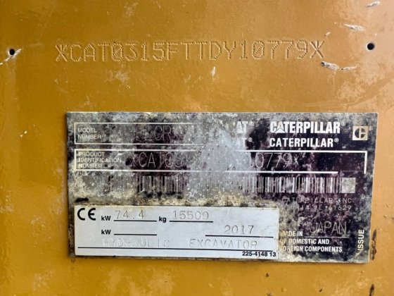 2017 CAT 315F LCR
