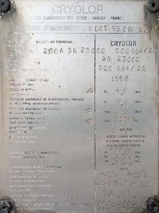 CRYOLOR 气罐半挂车，用于氧气、氮气、氩气低温