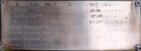 CRYOLOR 气罐半挂车，用于氧气、氮气、氩气低温