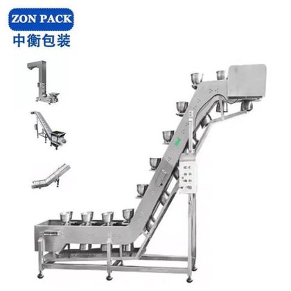 ZONPACKパスタスパゲッティパッキングマシン傾斜Zバケットエレベーターボウルホッパー付きフィーダーコンベア