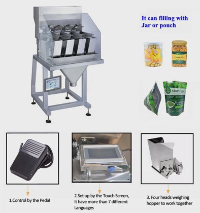 谷物粉末充填包装机 4 头直线称重器（带支架
