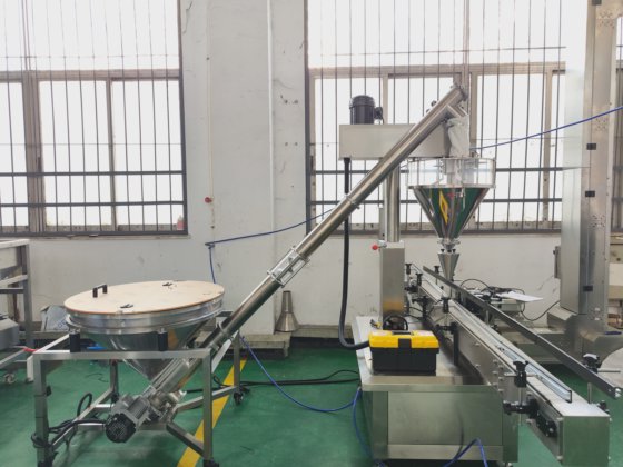 干湿粉末灌装自动柔性倾斜螺旋输送机，带螺旋灌装机